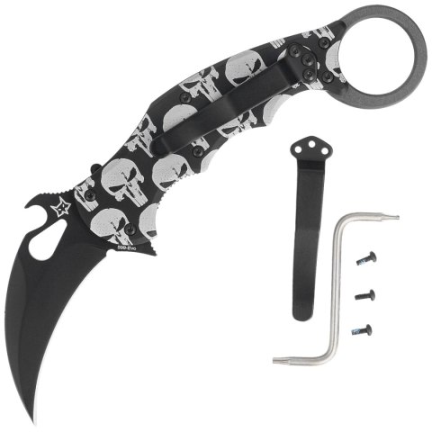 Nóż składany Fox The Skull Karambit Black Aluminium, Black N690Co (FX-599 ALB-5) FOX