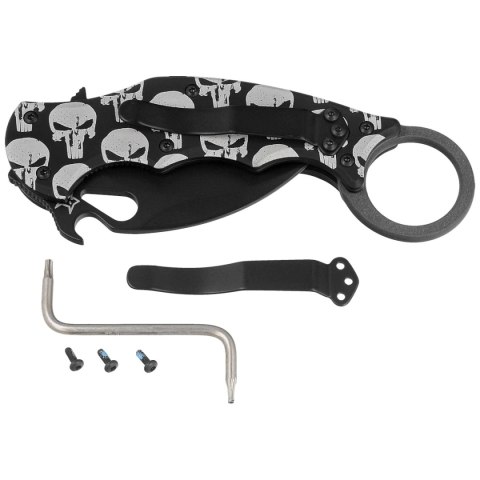 Nóż składany Fox The Skull Karambit Black Aluminium, Black N690Co (FX-599 ALB-5) FOX