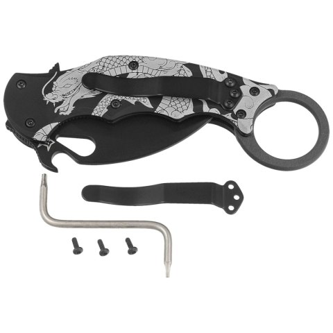 Nóż składany Fox The Spirit Karambit Black Aluminium, Black N690Co (FX-599 ALB-1) FOX
