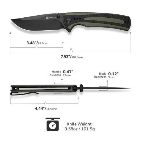 Nóż składany Sencut Regnator Green / Black G10, Black 9Cr18MoV (S24057-2) Sencut by We Knife