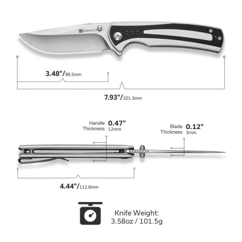 Nóż składany Sencut Regnator White / Black G10, Satin 9Cr18MoV (S24057-3) Sencut by We Knife