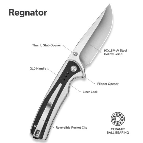 Nóż składany Sencut Regnator White / Black G10, Satin 9Cr18MoV (S24057-3) Sencut by We Knife