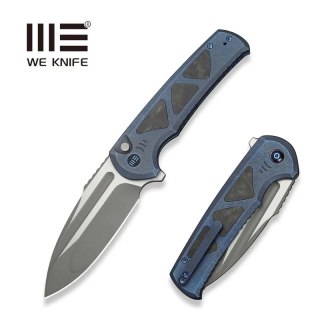 Nóż składany WE Knife Sylox Blue Titanium/Shredded Carbon Fiber, Gray Stonewashed/Satin M390 (WE24027-2) WE Knife
