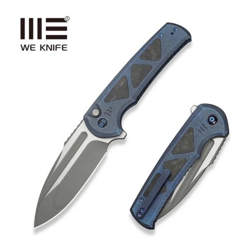 Nóż składany WE Knife Sylox Blue Titanium/Shredded Carbon Fiber, Gray Stonewashed/Satin M390 (WE24027-2) WE Knife