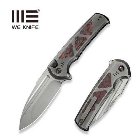 Nóż składany WE Knife Sylox Gray Titanium/Lava Flow Fat Carbon, Polished Bead Blasted M390 (WE24027-3) WE Knife