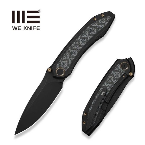 Nóż składany WE Knife Winsome Black Titanium/Gray G10/Rose Pattern Carbon Fiber, Black Stonewashed M390 (WE23092-1) WE Knife