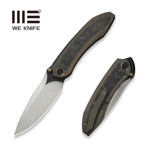 Nóż składany WE Knife Winsome Bronze Titanium/Marble Carbon Fiber, Satin/Black Stonewashed M390 (WE23092-3) WE Knife