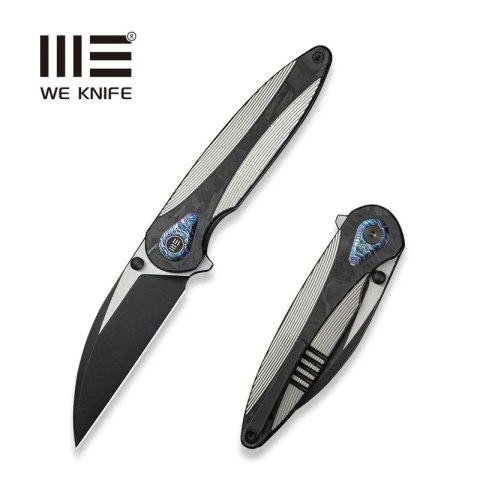 Nóż składany WE Knife Zenthra Titanium/Shredded Carbon Fiber, Black Stonewashed/Satin M390 (WE24021C-1) WE Knife