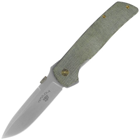 Nóż składany Fox Original Gangster OD Green Canvas Micarta, Stonewashed MagnaCut by Bob Terzuola (FX-ATC-OG01 MOD) FOX