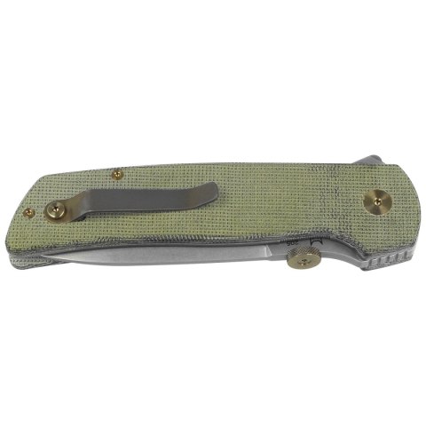 Nóż składany Fox Original Gangster OD Green Canvas Micarta, Stonewashed MagnaCut by Bob Terzuola (FX-ATC-OG01 MOD) FOX