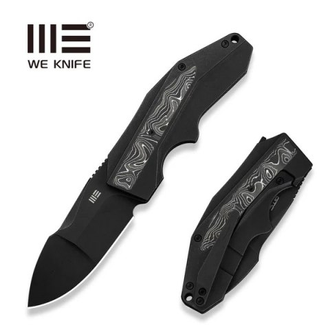 Nóż składany WeKnife Coral Black Titanium/Aluminium Foil Carbon Fiber, Black Stonewashed CPM 20CV by Gustavo T. Cecchini (WE2404 WE Knife