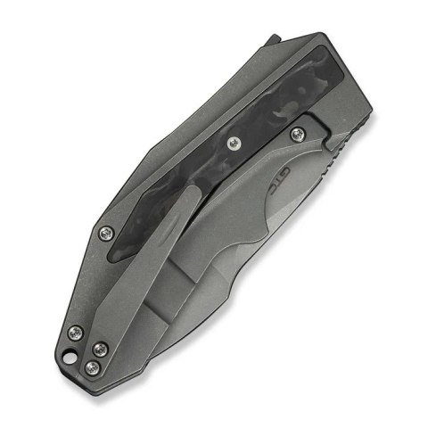 Nóż składany WeKnife Coral SLT Gray Titanium/Marble Carbon Fiber, Gray Stonewashed 20CV by Gustavo T. Cecchini (WE24044-2) WE Knife