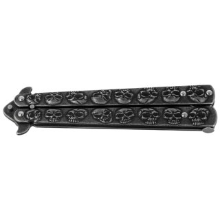 Nóż składany motylek Martinez Albainox Balisong Skull Gray Steel, Stonewashed 3Cr13Mov (02184) Martinez Albainox
