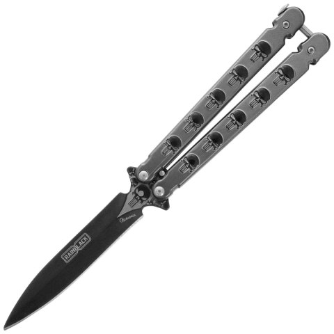 Nóż składany motylek Martinez Albainox Balisong Skull RainBlack Steel, RainBlack 3Cr13Mov (02278) Martinez Albainox