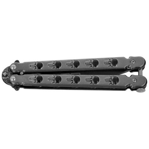 Nóż składany motylek Martinez Albainox Balisong Skull RainBlack Steel, RainBlack 3Cr13Mov (02278) Martinez Albainox