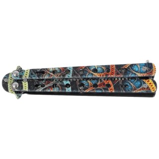 Nóż składany motylek Third Decor Habitat Balisong K3101 3D Poker Skull Print 420, Comb-Style Blade 420 (TH-K3101) Decor Habitat
