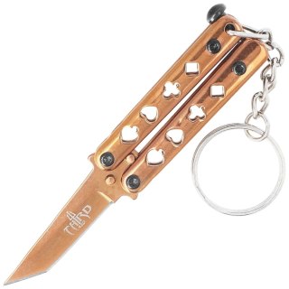 Nóż motylkowy brelok Third Decor Habitat Balisong Poker Rose Titanium Stainless Steel, Rose Titanium 420 (TH-K0101R) Decor Habitat