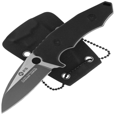 Nóż na szyję K25 Black G10, Titanium/Brushed 7Cr17Mov (32602) K25 by Martinez Albainox