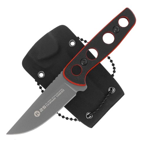Nóż na szyję K25 Black/Red G10, Titanium 7Cr17Mov (32690) K25 by Martinez Albainox
