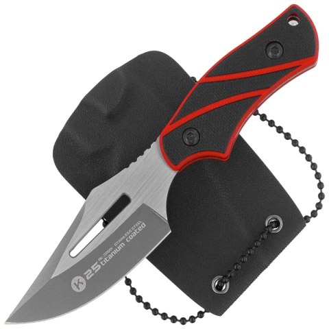 Nóż na szyję K25 Black/Red G10, Titanium 7Cr17Mov (32691) K25 by Martinez Albainox