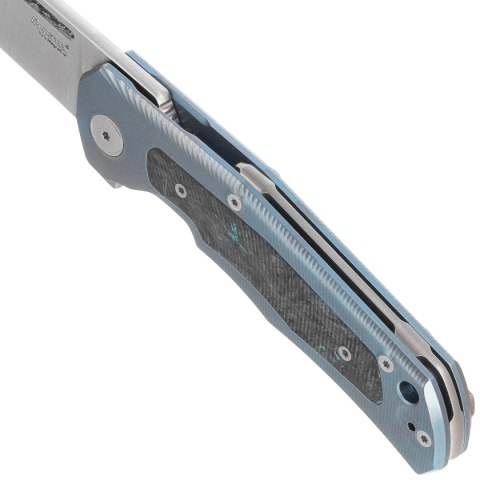 Nóż składany LionSteel Q4ttro Blue Titanium / Fat Carbon, Satin MagnaCut by Molletta (Q4 BL) LionSteel
