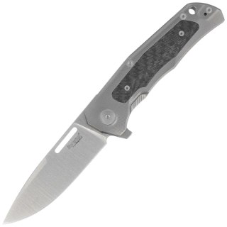 Nóż składany LionSteel Q4ttro Gray Titanium/ Fat Carbon, Satin MagnaCut by Molletta (Q4 GY) LionSteel
