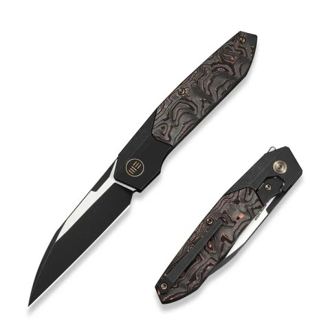 Nóż składany WeKnife Brr15 Black Titanium/Copper Foil Carbon Fiber, Black Stonewashed/Satin M390 by Rafal Brzeski (WE24007-1) WE Knife