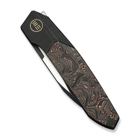 Nóż składany WeKnife Brr15 Black Titanium/Copper Foil Carbon Fiber, Black Stonewashed/Satin M390 by Rafal Brzeski (WE24007-1) WE Knife