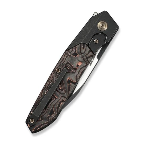 Nóż składany WeKnife Brr15 Black Titanium/Copper Foil Carbon Fiber, Black Stonewashed/Satin M390 by Rafal Brzeski (WE24007-1) WE Knife