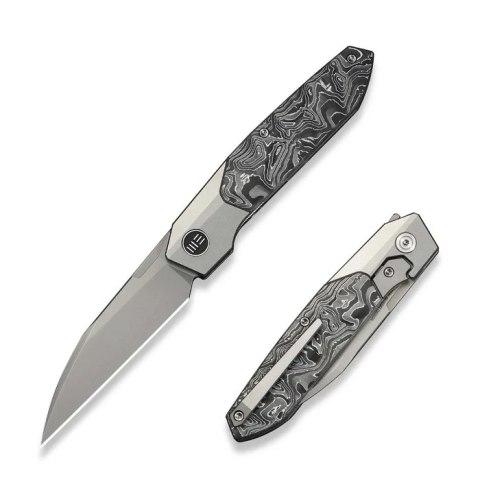 Nóż składany WeKnife Brr15 Gray Titanium/Aluminium Foil Carbon Fiber, Stonewashed M390 by Rafal Brzeski (WE24007-2) WE Knife