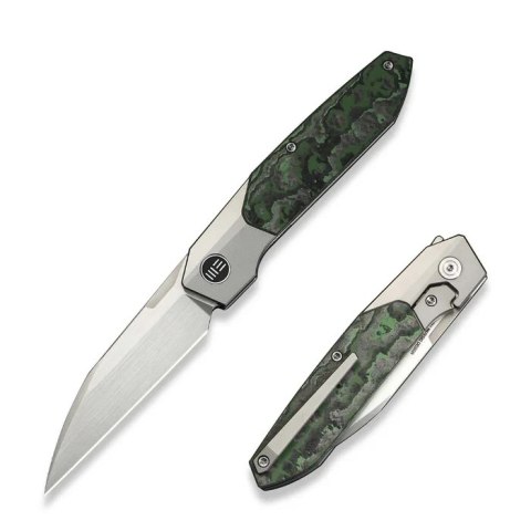 Nóż składany WeKnife Brr15 Gray Titanium/Jungle Wear Fat Carbon, Hand Rubbed Satin M390 by Rafal Brzeski (WE24007-4) WE Knife