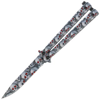Nóż składany motylek Martinez Albainox Balisong 3D Skulls Printed Steel, 3D Skulls Printed 3Cr13Mov (02220) Martinez Albainox
