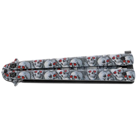 Nóż składany motylek Martinez Albainox Balisong 3D Skulls Printed Steel, 3D Skulls Printed 3Cr13Mov (02220) Martinez Albainox