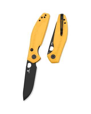 Nóż składany Bestechman Angry Owl Yellow G10, Black PVD D2 by Keanu Alfaro (BMK12A-2) Bestechman by Bestech Knives