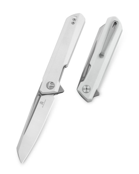 Nóż składany Bestechman Dundee Sheepfoot White G10, Grey PVD/Satin D2 by Ostap Hel (BMK09C) Bestechman by Bestech Knives