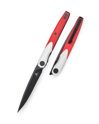 Nóż składany Bestechman Lanza White/Red G10, Black Stonewashed 14C28N by Kombou (BMK14G) Bestechman by Bestech Knives