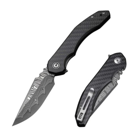 Nóż składany Civivi Bluetick CF Overlay on Black G10, Damascus by Bryan Montalvo (C23050-DS2) Civivi by WE Knife