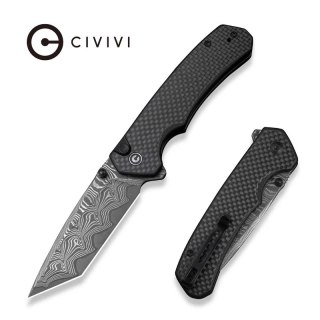 Nóż składany Civivi Brazen Button Lock Twill Carbon Fiber Overlay on Black G10, Damascus (C19059C-DS1) Civivi by WE Knife
