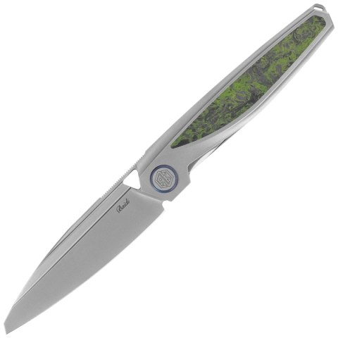 Nóż składany Rike Knife Baidi S Titanium/Green Carbon Fiber, Bead Blasted M390 (RK-Baidi-S-P/GCF) RikeKnife Co. Ltd.