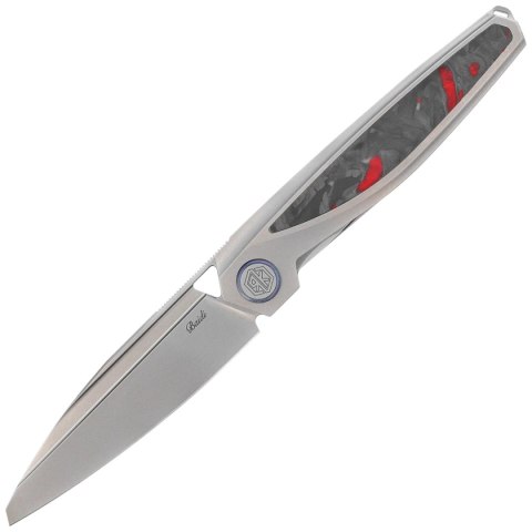 Nóż składany Rike Knife Baidi S Titanium/Red Carbon Fiber, Bead Blasted M390 (RK-Baidi-S-P/RCF) RikeKnife Co. Ltd.