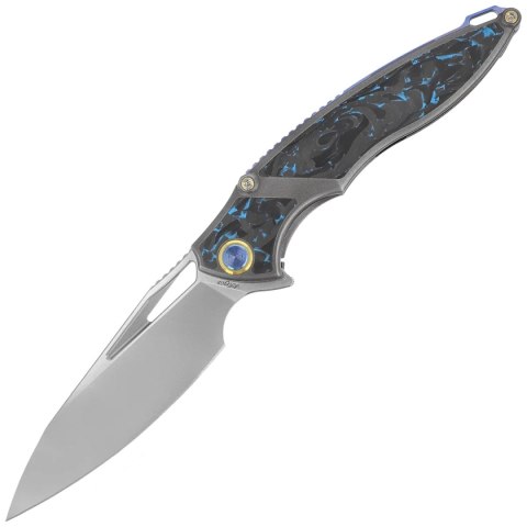 Nóż składany Rike Knife RK 1902 B/CF Titanium/Blue Carbon Fiber, Bead Blasted M390 RikeKnife Co. Ltd.