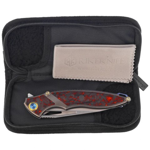 Nóż składany Rike Knife RK 1902 R/CF Titanium/Red Carbon Fiber, Bead Blasted M390 RikeKnife Co. Ltd.
