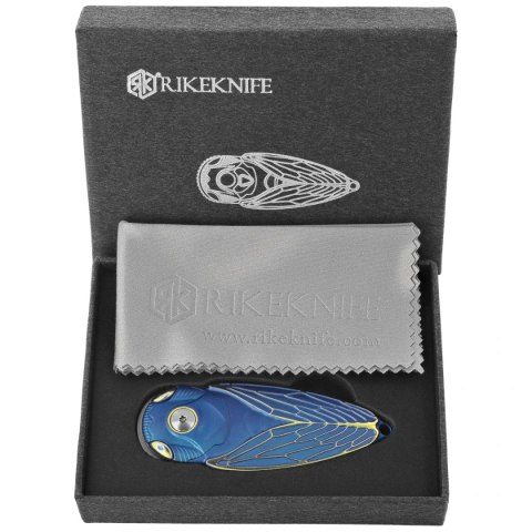 Nóż składany Rike Knife RK Cicada-BG Blue / Gold Titanium, Bead Blasted M390 RikeKnife Co. Ltd.