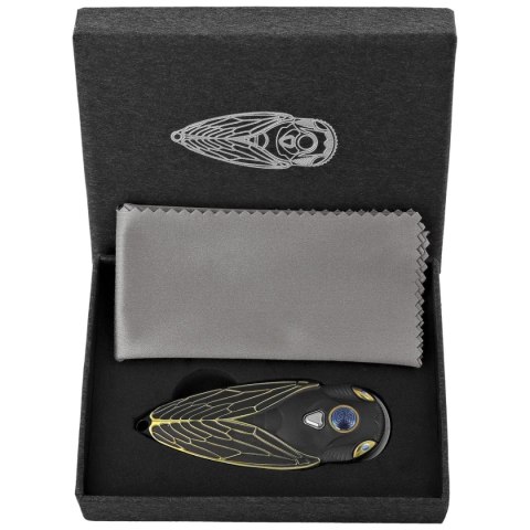 Nóż składany Rike Knife RK Cicada-DG Dark Gray / Gold Titanium, Bead Blasted M390 RikeKnife Co. Ltd.