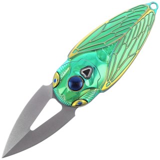 Nóż składany Rike Knife RK Cicada-GG Green / Gold Titanium, Bead Blasted M390 RikeKnife Co. Ltd.