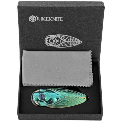 Nóż składany Rike Knife RK Cicada-GG Green / Gold Titanium, Bead Blasted M390 RikeKnife Co. Ltd.