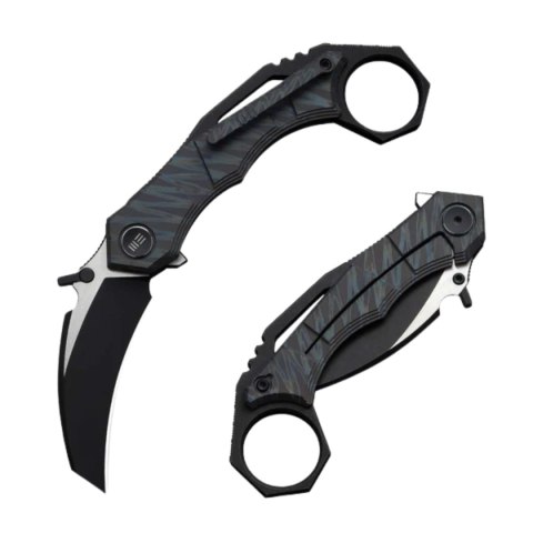 Nóż składany WeKnife Tayra Tiger Stripe Titanium, Black Stonewashed/Satin M390 (WE24069-4) WE Knife