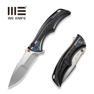 Nóż składany WeKnife Tighe Down Drop Point Orange Peel Gray Titanium/Rose Carbon Fiber, Hand Rubbed Satin M390 by Brian Tighe (W WE Knife