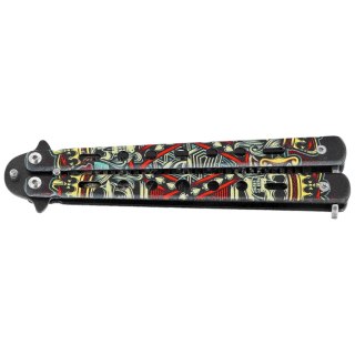 Nóż składany motylek Third Decor Habitat Balisong K3100 3D Poker Skull Print 420, Comb-Style Blade 420 (TH-K3100) Decor Habitat