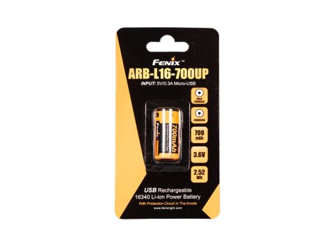 Akumulator Fenix USB ARB-L16UP (16340 RCR123 700 mAh 3,6 V) Fenix